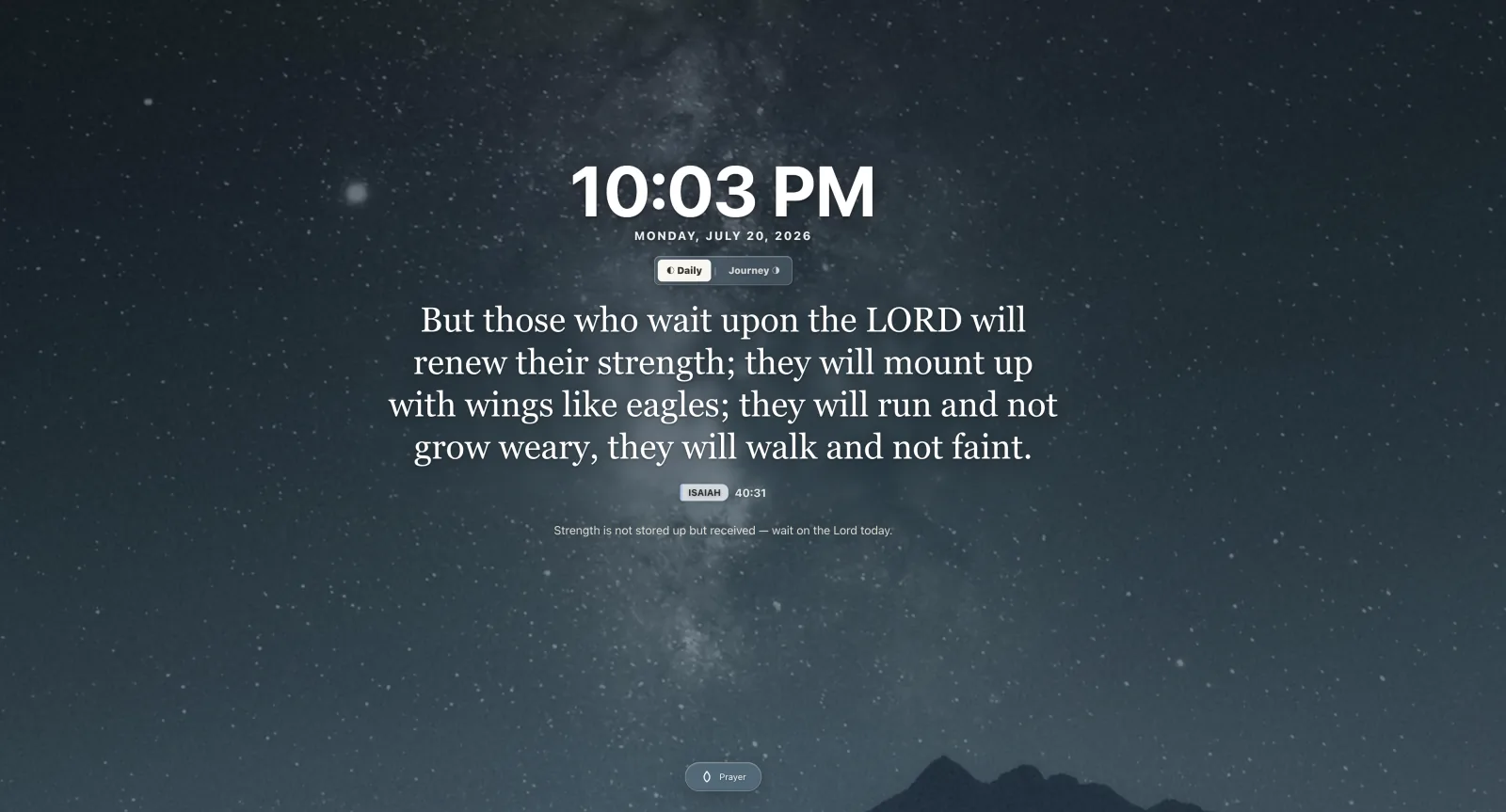 VerseTab daily verse with a reflection on a nature background
