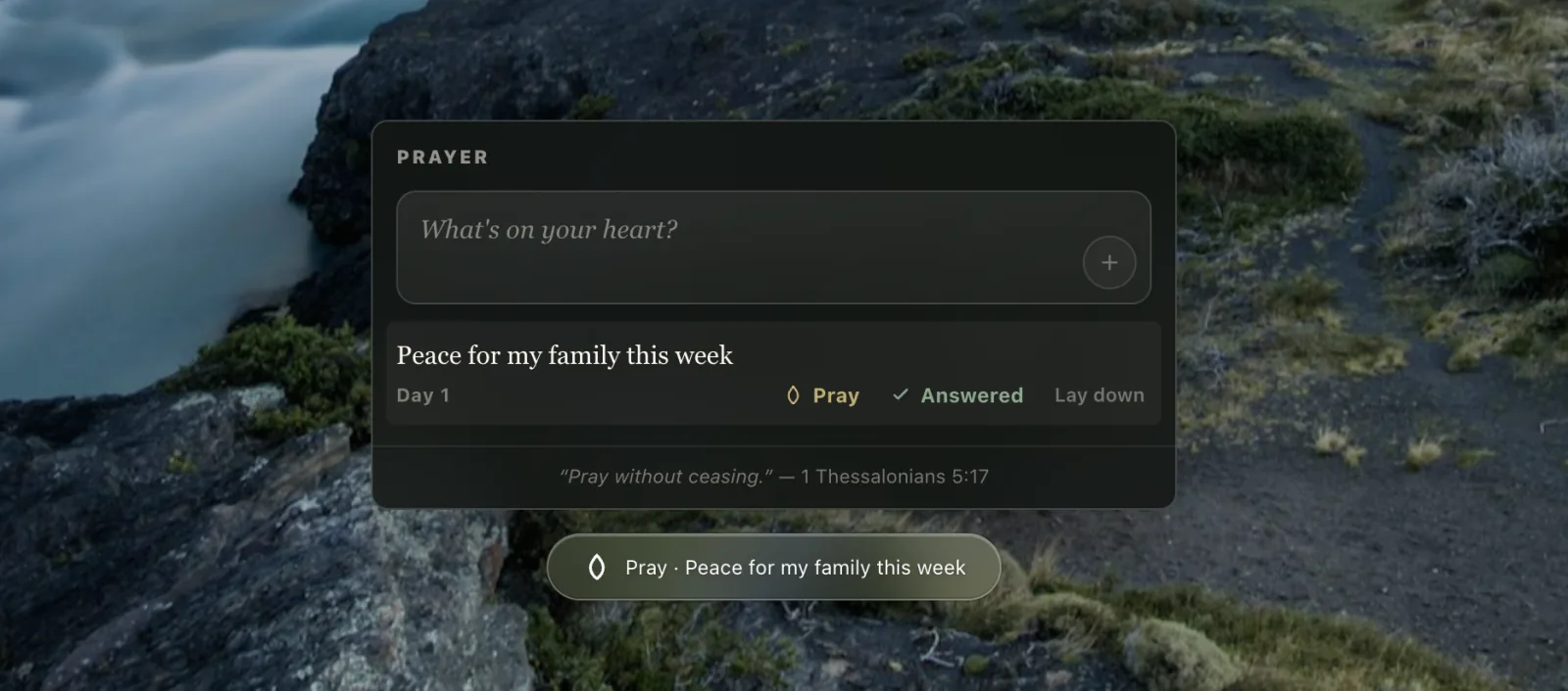 VerseTab prayer list on the new tab page